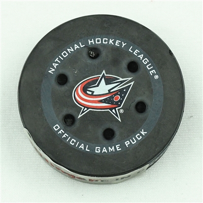 Cole Sillinger - Columbus Blue Jackets - Goal Puck - November 6, 2021 vs. Colorado Avalanche (Blue Jackets Logo)