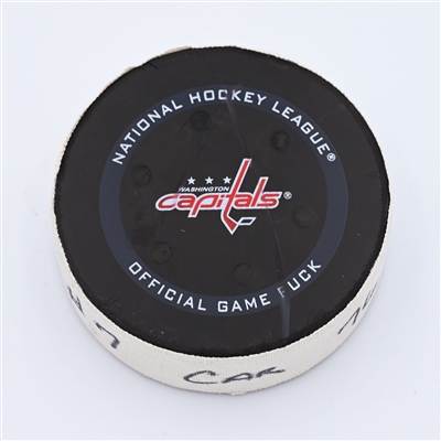 Brady Skjei - Carolina Hurricanes - Goal Puck - March 28, 2022 vs. Washington Capitals (Capitals Logo)  - 2021-22 NHL Season