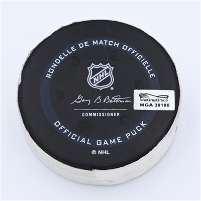 Dylan Strome - Chicago Blackhawks - Goal Puck - March 5, 2022 vs Philadelphia Flyers (Flyers logo) - 2021-22 NHL Season