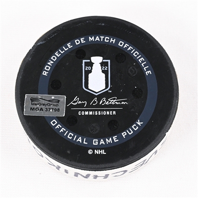Andre Svechnikov - Carolina Hurricanes - Goal Puck - May 12, 2022 vs. Boston Bruins (Bruins Logo) - 2022 Stanley Cup Playoffs - Round 1, Game 6