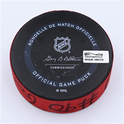 Tomas Tatar - New Jersey Devils - Goal Puck - April 7, 2022 vs Montreal Canadiens (New Jersey Devils logo) - 2021-22 NHL Season