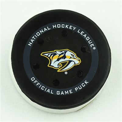 Yakov Trenin - Nashville Predators - Goal Puck - March 27, 2022 vs. Philadelphia Flyers (Predators Logo)