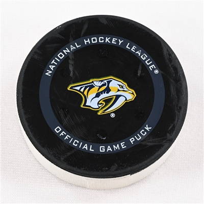 Yakov Trenin - Nashville Predators - Goal Puck - May 9, 2022 vs. Colorado Avalanche (Predators Logo) - 2022 Stanley Cup Playoffs - Round 1, Game 4