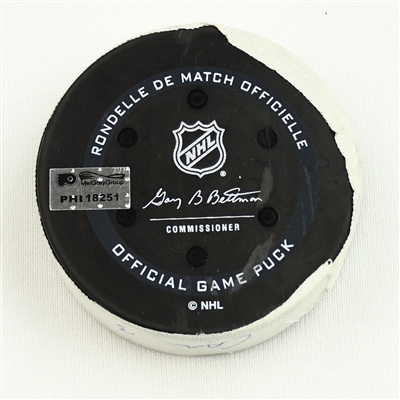 Vincent Trocheck - Carolina Hurricanes - Goal Puck - February 21, 2022 vs. Philadelphia Flyers (Flyers Logo) 