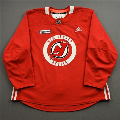 Yegor Sharangovich - Red Practice Jersey w/ RWJ Barnabas Health Patch - 2021-22 NHL Season