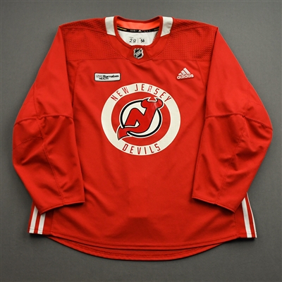 Damon Severson - Red Practice Jersey w/ RWJ Barnabas Health Patch - 2021-22 NHL Season