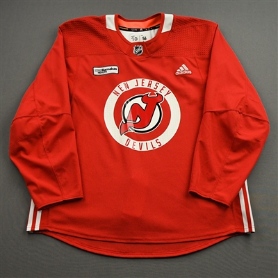 Alexander Holtz - Red Practice Jersey w/ RWJ Barnabas Health Patch - 2021-22 NHL Season