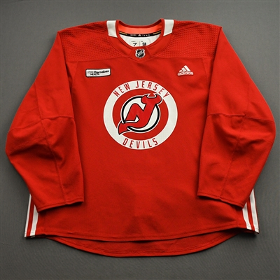 Dougie Hamilton - Red Practice Jersey w/ RWJ Barnabas Health Patch - 2021-22 NHL Season