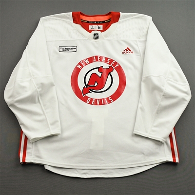 Colton White - White Practice Jersey w/ RWJ Barnabas Health Patch - 2021-22 NHL Season