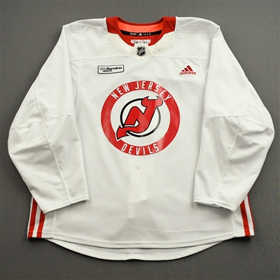 Reilly Walsh - White Practice Jersey w/ RWJ Barnabas Health Patch - 2021-22 NHL Season