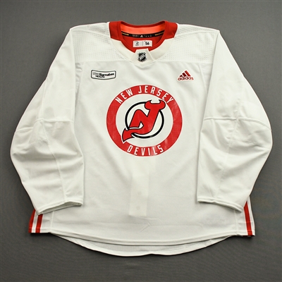 Reilly Walsh - White Practice Jersey w/ RWJ Barnabas Health Patch - 2021-22 NHL Season