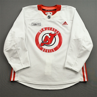 Colton White - White Practice Jersey w/ RWJ Barnabas Health Patch - 2021-22 NHL Season