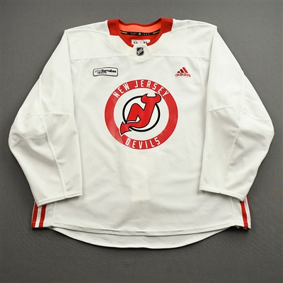 Andreas Johnsson - White Practice Jersey w/ RWJ Barnabas Health Patch - 2021-22 NHL Season