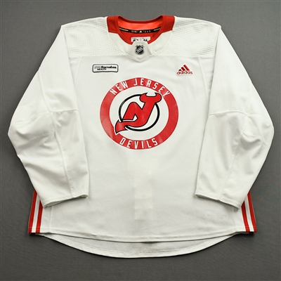 Nikita Okhotiuk - White Practice Jersey w/ RWJ Barnabas Health Patch - 2021-22 NHL Season