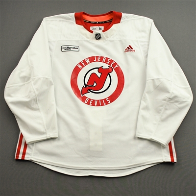 Jesper Boqvist - White Practice Jersey w/ RWJ Barnabas Health Patch - 2021-22 NHL Season