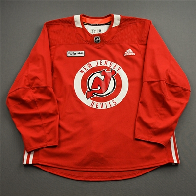 Pavel Zacha - Red Practice Jersey w/ RWJ Barnabas Health Patch - 2021-22 NHL Season