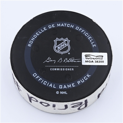 Joe Veleno - Detroit Red Wings - Goal Puck - April 29, 2022 vs New Jersey Devils (New Jersey Devils logo) - 2021-22 NHL Season