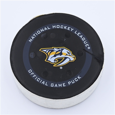 Nathan Walker - St. Louis Blues - Goal Puck - April 17, 2022 vs. Nashville Predators (Predators Logo) - 2021-22 NHL Season