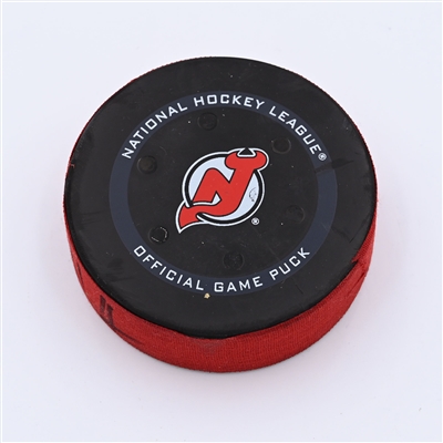Pavel Zacha - New Jersey Devils - Goal Puck - October 19, 2021 vs. Seattle Kraken (Devils Logo) - 2021-22 NHL Season