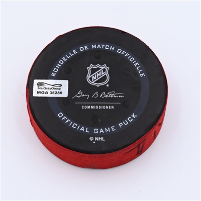 Pavel Zacha - New Jersey Devils - Goal Puck - October 19, 2021 vs. Seattle Kraken (Devils Logo) - 2021-22 NHL Season