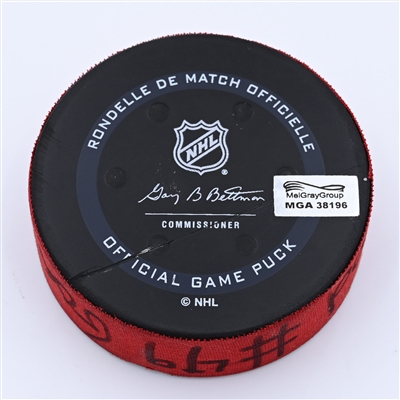 Fabian Zetterlund - New Jersey Devils - Goal Puck - April 29, 2022 vs Detroit Red Wings (New Jersey Devild logo) - 2021-22 NHL Season