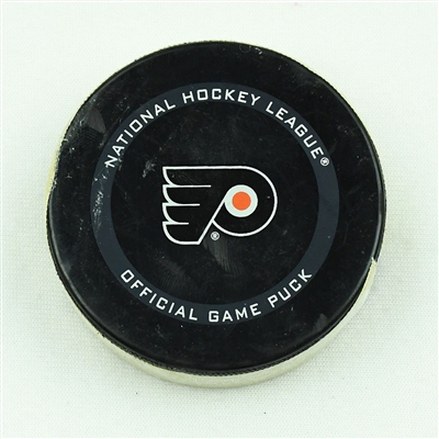 Jason Zucker - Pittsburgh Penguins - Goal Puck - May 4, 2021 vs. Philadelphia Flyers (Flyers Logo)