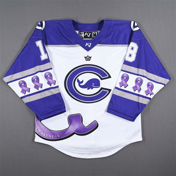 Hannah Bates - Connecticut Whale - Game-Worn Alzheimers Awareness Jersey - Worn February 18, 2023 vs. Toronto Six - 2022-23 PHF Season