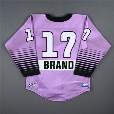 McKenna Brand - Game-Worn Hockey Fights Cancer Jersey w/A - Worn February 18, 2023