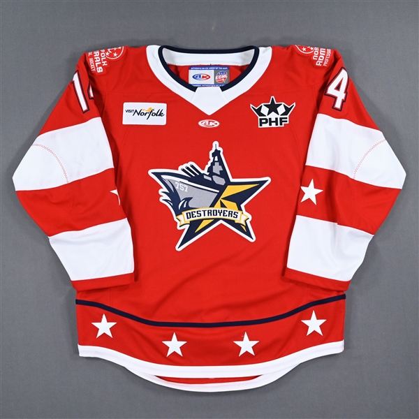 Sydney Brodt - 2023 ECHL All-Star Classic - Destroyers Game-Worn Autographed Red Set 3 Jersey