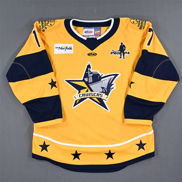 Samantha Cogan - 2023 ECHL All-Star Classic - Cruisers Game-Worn Autographed Yellow Set 3 Jersey