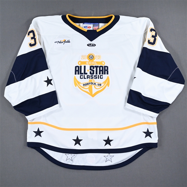 Sebastian Cossa - 2023 ECHL All-Star Classic - Western Conference - Game-Worn Autographed White Set 2 Jersey