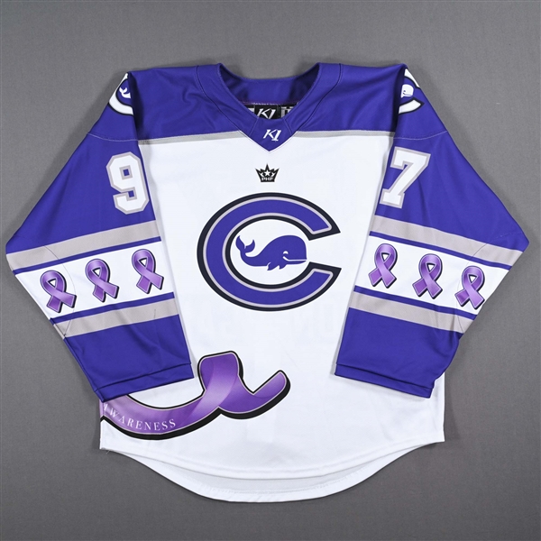 Caitrin Lonergan - Connecticut Whale - Game-Worn Alzheimers Awareness Jersey - Worn February 18, 2023 vs. Toronto Six - 2022-23 PHF Season