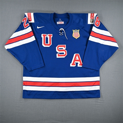 Jack  Peart - Blue Game-Worn Jersey - Team USA Hockey - 2022 IIHF World Junior Championship