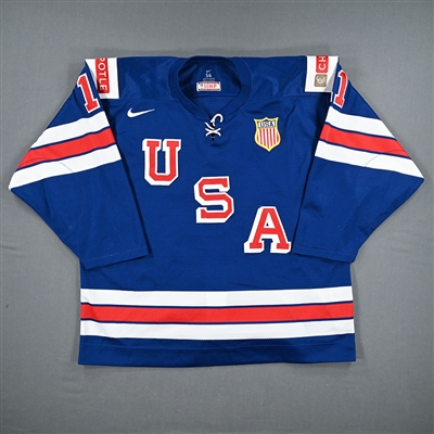 Mackie Samoskevich - Blue Game-Worn Jersey - Team USA Hockey - 2022 IIHF World Junior Championship