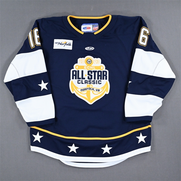 Mathew Santos - 2023 ECHL All-Star Classic - Eastern Conference - Game-Worn Autographed Blue Set 2 Jersey