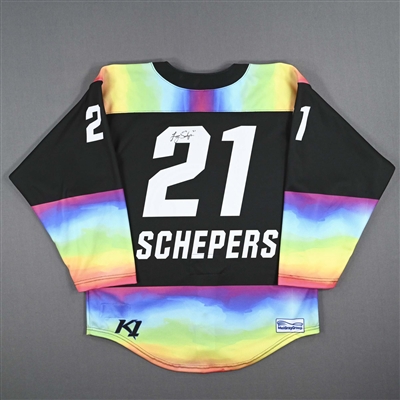 Liz Schepers - Game-Issued Autographed Pride Jersey - Issued February 26, 2023 vs. Toronto Six