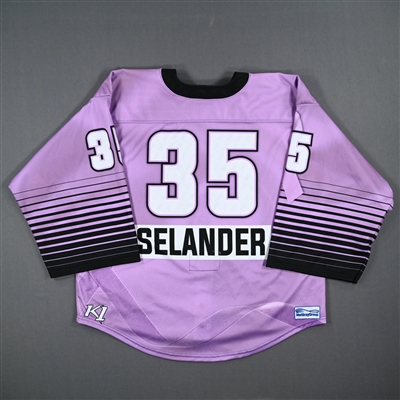 Lovisa Selander - Game-Worn Hockey Fights Cancer Jersey - Worn February 18, 2023 - Back-Up Only