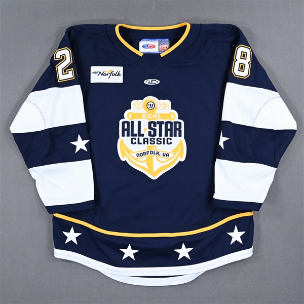 Derek Topatigh - 2023 ECHL All-Star Classic - Eastern Conference - Game-Worn Autographed Blue Set 2 Jersey