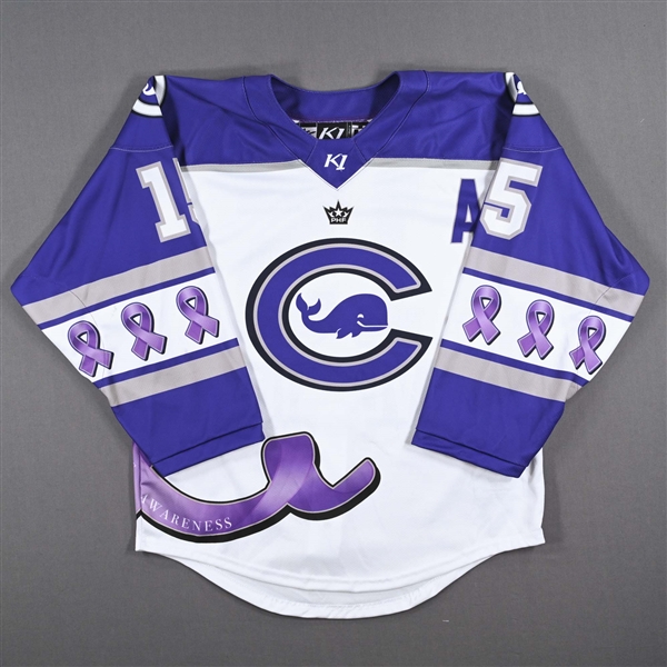 Emma Vlasic - Connecticut Whale - Game-Worn Alzheimers Awareness Jersey w/A - Worn February 18, 2023 vs. Toronto Six - 2022-23 PHF Season