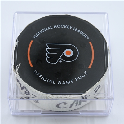 Jordan Martinook - Carolina Hurricanes - Goal Puck - October 29, 2022 vs Philadelphia Flyers (Philadelphia Flyers logo) - 2022-23 NHL Season