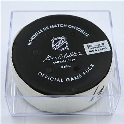 Robert Thomas - St. Louis Blues - Goal Puck - October 27, 2022 vs. Nashville Predators (Predators Logo)  - 2022-23 NHL Season