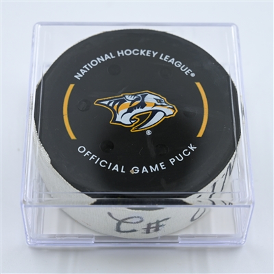 Michael McCarron - Nashville Predators - Goal Puck - October 27, 2022 vs. St. Louis Blues (Predators Logo)  - 2022-23 NHL Season