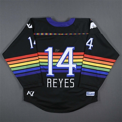 Justine Reyes - Game-Worn Autographed Pride Jersey - Hat Trick - Worn February 26, 2023 vs. Metropolitan Riveters