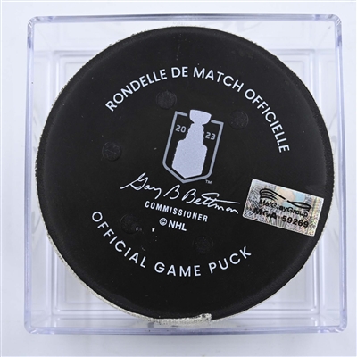  Tyler Bertuzzi - Boston Bruins - Goal Puck - April 30, 2023 vs. Florida Panthers - 2023 Stanley Cup Playoffs - Round 1, Game 7 (Bruins Logo) 