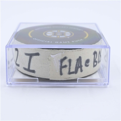  Tyler Bertuzzi - Boston Bruins - Goal Puck - April 30, 2023 vs. Florida Panthers - 2023 Stanley Cup Playoffs - Round 1, Game 7 (Bruins Logo) 