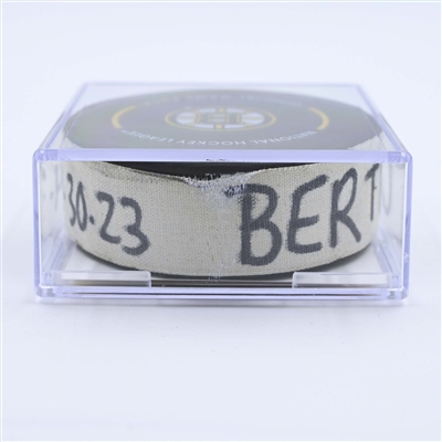  Tyler Bertuzzi - Boston Bruins - Goal Puck - April 30, 2023 vs. Florida Panthers - 2023 Stanley Cup Playoffs - Round 1, Game 7 (Bruins Logo) 