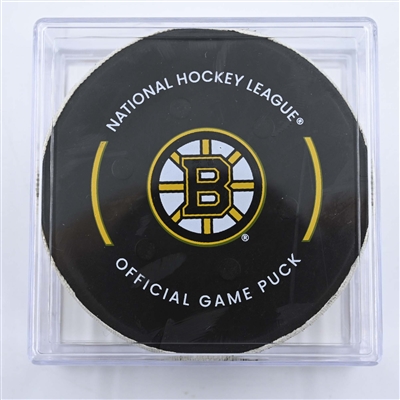 Patrice Bergeron - Boston Bruins - Goal Puck - April 30, 2023 vs. Florida Panthers - 2023 Stanley Cup Playoffs - Round 1, Game 5 (Bruins Logo)