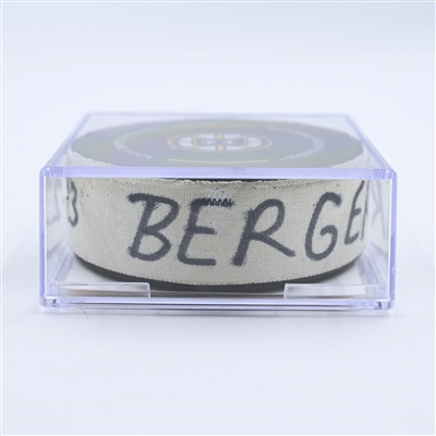 Patrice Bergeron - Boston Bruins - Goal Puck - April 30, 2023 vs. Florida Panthers - 2023 Stanley Cup Playoffs - Round 1, Game 5 (Bruins Logo)