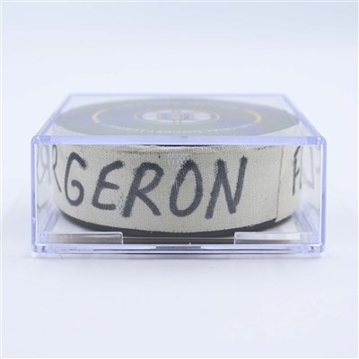 Patrice Bergeron - Boston Bruins - Goal Puck - April 30, 2023 vs. Florida Panthers - 2023 Stanley Cup Playoffs - Round 1, Game 5 (Bruins Logo)