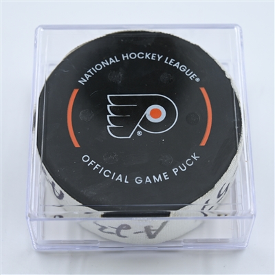 Wade Allison - Philadelphia Flyers - Goal Puck - October 29, 2022 vs Carolina Hurricanes (Philadelphia Flyers logo) - 2022-23 NHL Season
